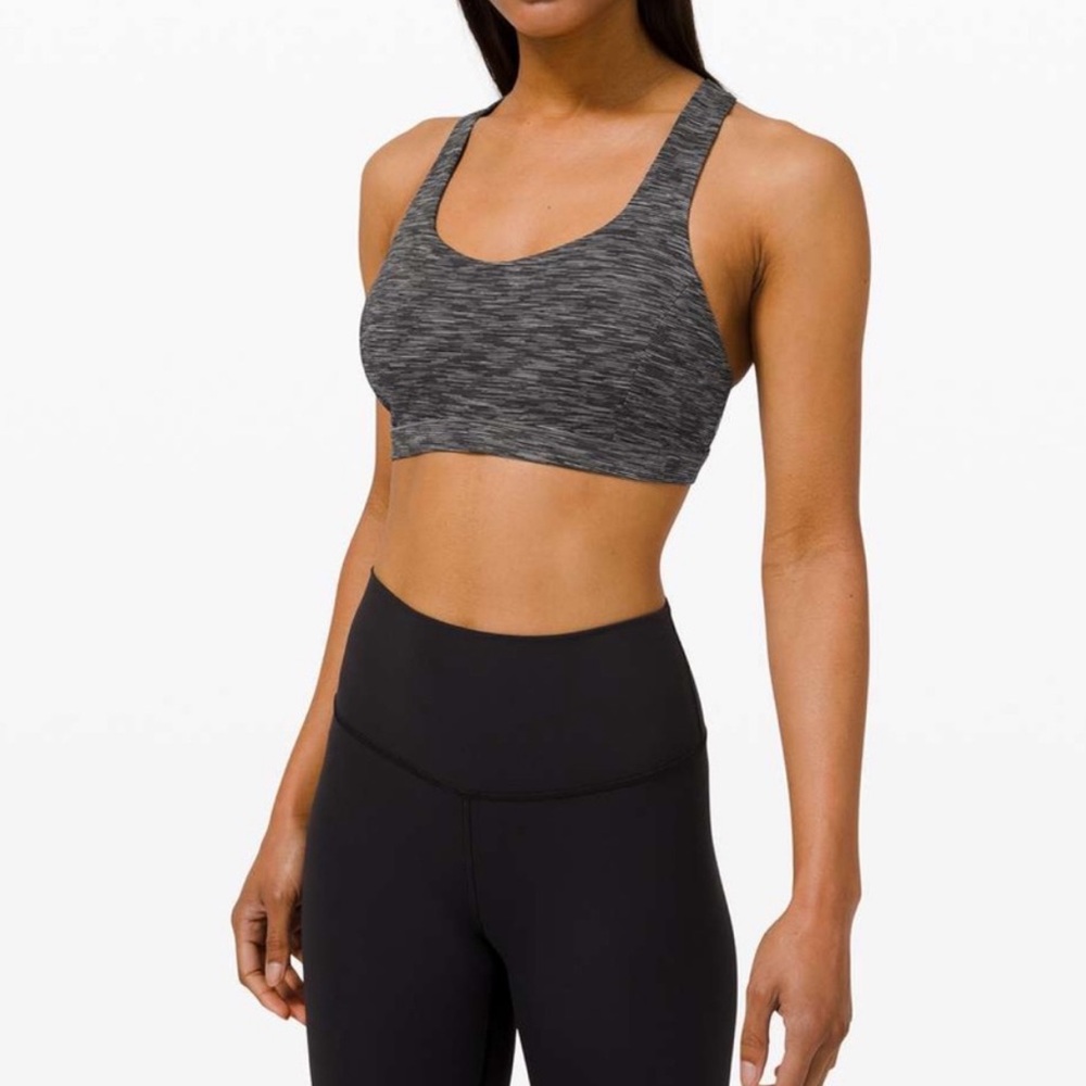LuluLemon Free to be Serene Bra - Dark Gray and Hot Pink - Size 8